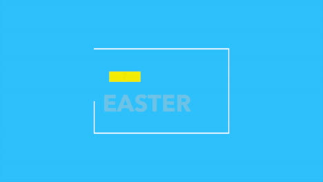 Cheerful-easter-square-yellow-border,-Happy-Easter-on-blue-background