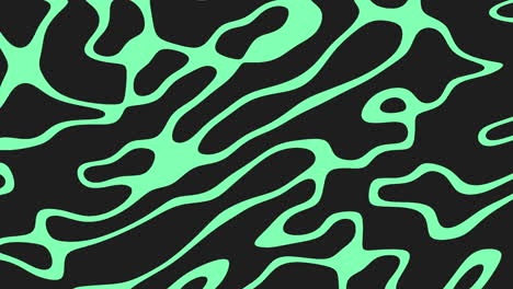 Patrón-Abstracto-Dinámico-En-Negro-Y-Verde-Con-Líneas-Onduladas-Arremolinadas