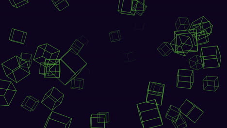 Floating-green-cubes-in-dark-background