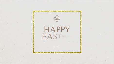 Golden-framed-greeting-card-Happy-Easter-on-beige-background