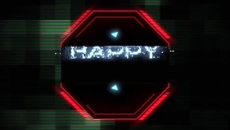 Futuristic-neon-sign-Happy-Holidays-in-glowing-red-and-green-lights-on-black-background