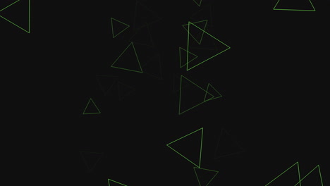 Flujo-Energético-De-Triángulos-Verdes-Sobre-Fondo-Negro