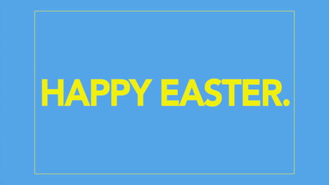 Colorful-easter-greeting-Happy-Easter-in-yellow-letters-on-blue-background