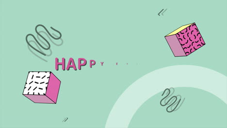 Colorful-geometric-shapes-with-Happy-Easter-in-pink-letters