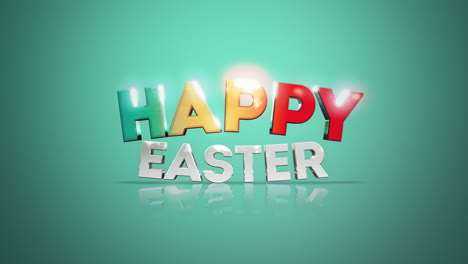 Happy-Easter-colorful-greeting-card-with-reflecting-light-on-green-background