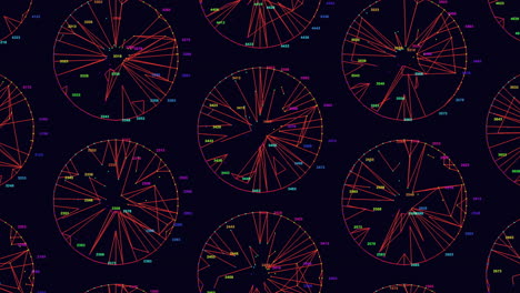 Vibrant-colorful-circles-in-circular-pattern-on-black-background
