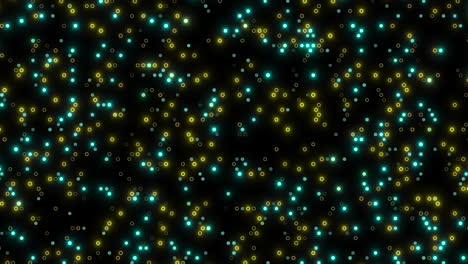 Vibrant-blue-and-yellow-dot-grid-pattern-on-black-background