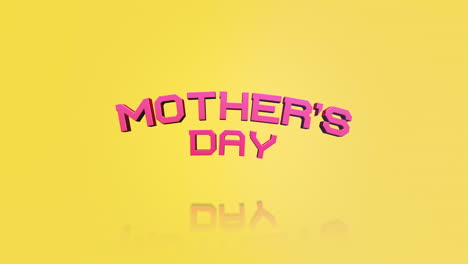 Schwebend-In-Der-Feier-Des-Muttertags,-Ausgedrückt-In-Rosa-Buchstaben-Auf-Einer-Strahlend-Gelben-Leinwand