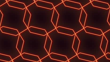 Patrón-Hexagonal-De-Neón-Vibrante-Con-Líneas-Naranjas-Brillantes