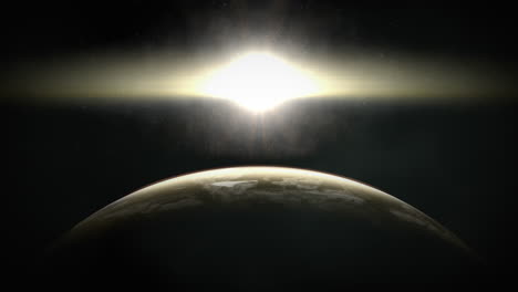 Weltraumtag-Text-Mit-Geheimnisvollem-Planeten,-Der-Von-Blendendem-Himmelslicht-Erleuchtet-Wird