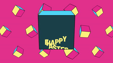 Colorful-cube-with-Happy-Easter-message-and-shapes
