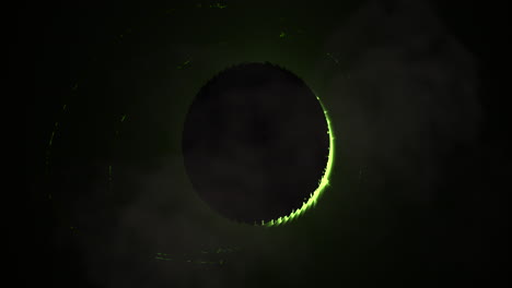 Enigmatic-black-hole-surrounded-by-vivid-green-light