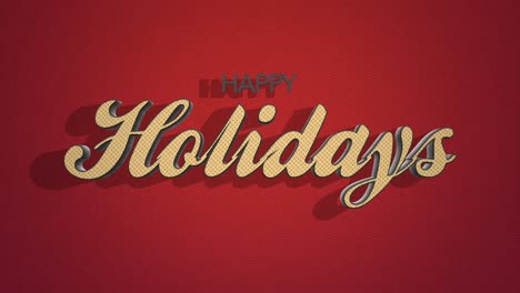 Vintage-style-Happy-Holidays-text-on-red-background