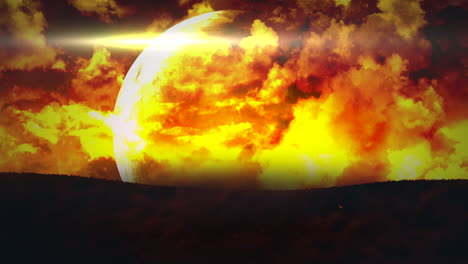 Text-Zum-Kosmonautentag-Mit-Feurigem-Planeten,-Spektakuläres-Bild-Eines-In-Flammen-Stehenden-Planeten