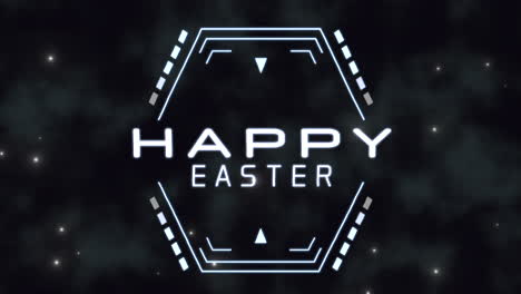 Futuristic-easter-greeting-minimalistic-design-with-glowing-text-on-a-dark-space-background
