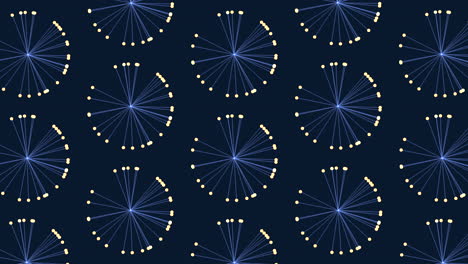 Dandelion-inspired-blue-and-yellow-pattern-scattered-seed-like-circles-on-a-vibrant-background