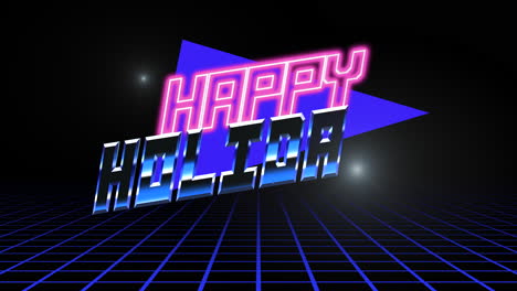 Neon-retro-grid-Happy-Holidays-in-pink-and-blue