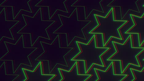 Dynamisches-Geometrisches-Muster-Futuristische-Grüne-Und-Rote-Sterne-Auf-Schwarz