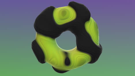Impresionante-Representación-3D-De-Un-Donut-Negro-Y-Amarillo-Con-Un-Diseño-único