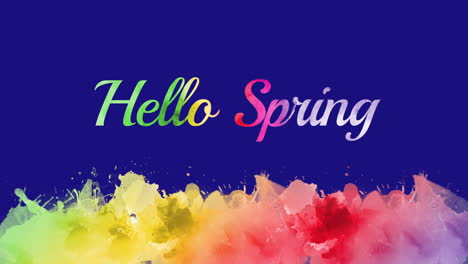 Bienvenida-A-La-Primavera-Con-Vibrantes-Toques-De-Pintura,-Hola-Primavera-En-Fuente-De-Arcoíris