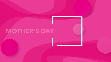 Modern-greeting-card-pink-background,-swirling-abstract-shapes,-happy-Mothers-Day-text-in-center
