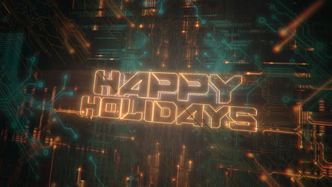 Futuristic-circuit-board-with-happy-holidays-in-neon-lights