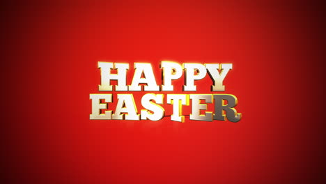 Cheerful-easter-greeting-card-Happy-Easter-in-gold-on-red