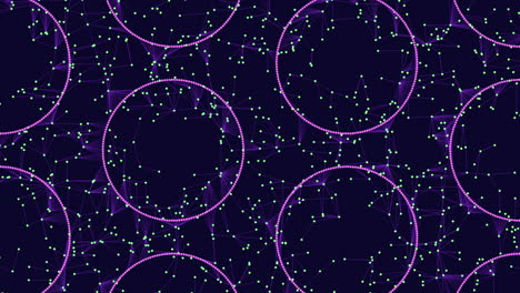 Glowing-purple-and-yellow-circles-create-intriguing-pattern-on-dark-background