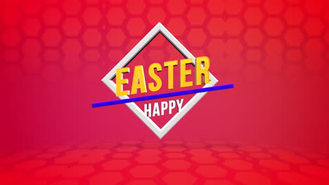 Vibrant-Happy-Easter-text-on-red-hexagons-pattern