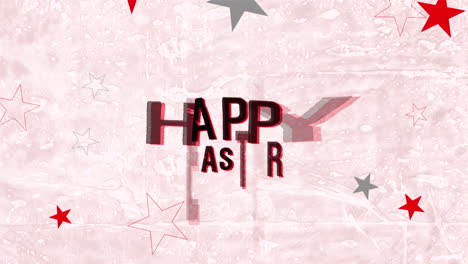 Cheerful-Easter-greeting-red-and-white-stars-on-pink-background