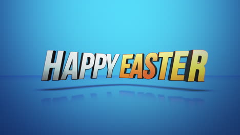 Happy-Easter-card-with-reflective-text-on-blue-background