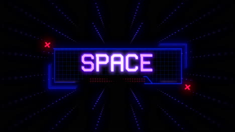 Modern-neon-sign-illuminates-Space-Day-in-futuristic-font-on-grid-background