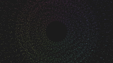 Symmetrisches-Kreisförmiges-Muster-Aus-Hellen-Und-Dunklen-Punkten-Auf-Schwarzem-Hintergrund