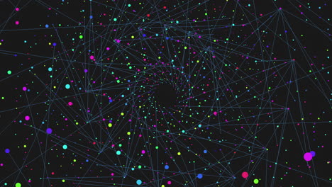 Vibrant-multicolored-network-of-interconnected-lines-and-dots
