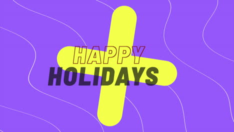 Colorful-abstract-Happy-Holidays-design-yellow-and-purple-with-bold-overlapping-text