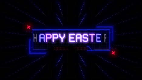 Vibrant-neon-Happy-Easter-sign-on-checkerboard-background