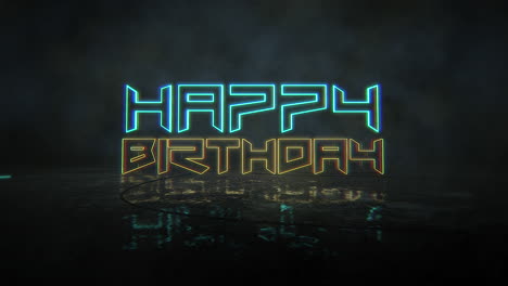 Bunte-Neon-Geburtstagsnachricht-Auf-Schwarzem-Hintergrund-„Happy-Birthday“-In-Auffälligen-Neonlichtern