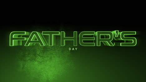 Glowing-neon-green-Fathers-Day-text-with-futuristic-font-and-lightning-bolts-on-black-background