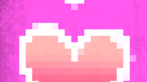 Pixeliges-Herz-Auf-Rosa-Hintergrund,-Ein-Farbenfrohes-Symbol-Der-Liebe