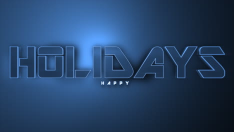 Neon-Happy-Holidays-text-with-blue-glow,-festive-season-greeting