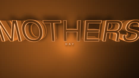 Glowing-neon-sign-vibrant-Mothers-Day-in-orange-on-dark-brown-background
