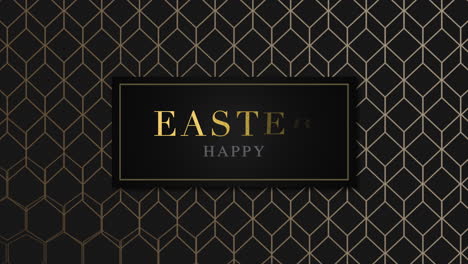 Black-and-gold-Happy-Easter-frame-on-geometric-patterned-background