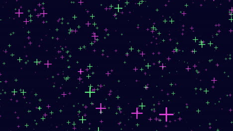 Night-sky-adorned-with-a-celestial-cross-of-vibrant-green-and-purple-stars