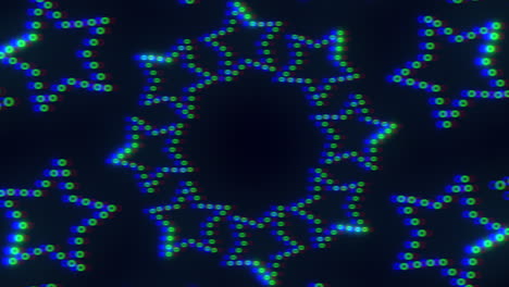 Symmetrical-pattern-of-blue-dots-on-black-background