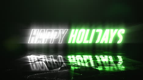 Festive-Happy-Holidays-in-green-and-black-text,-enhanced-with-shattered-glass-background