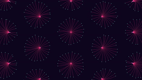 Circular-pink-dot-pattern-on-black-background-symmetrical-and-seamless-design