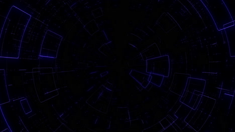 Fascinante-Espiral-De-Rectángulos-Iluminados-Sobre-Fondo-Negro-Y-Azul