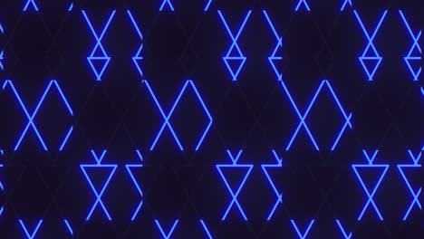 Glowing-blue-triangle-pattern-shines-in-darkness