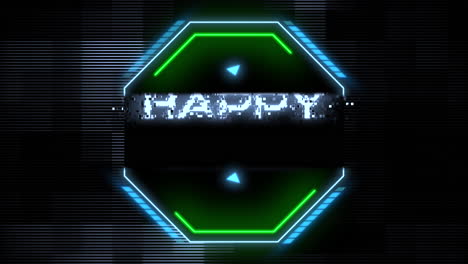 Futuristic-neon-sign-Happy-Easter-in-3d-on-holographic-background