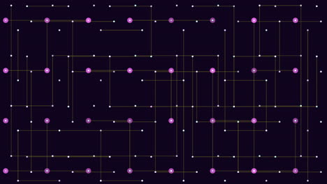 Symmetrisches-Gittermuster-Mit-Violetten-Punkten-Auf-Schwarzem-Hintergrund